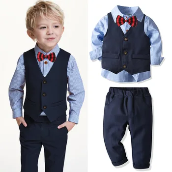 4pcs Boys Suits Baby Striped Shirt Vest Trousers Formal Blazer British Gentleman Cardigan Weddings Clothes Set Kids Dress Jacket
4pcs Boys Suits Baby Striped Shirt Vest Trousers Formal Blazer British Gentleman Cardigan Weddings Clothes Set Kids Dress Jacket