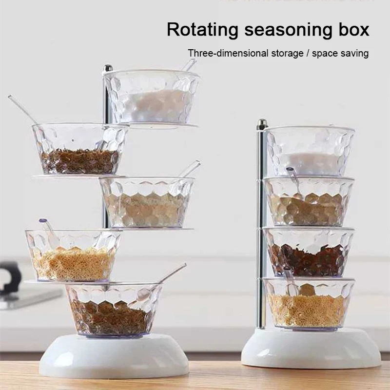 Kitchen Condiment Containers Vertical Rotatable 4/5-Layer Spice Box Plastic Seasoning Dispenser For Kitchen Seasoning Packaging
Kitchen Condiment Containers Vertical Rotatable 4/5-Layer Spice Box Plastic Seasoning Dispenser For Kitchen Seasoning Packaging