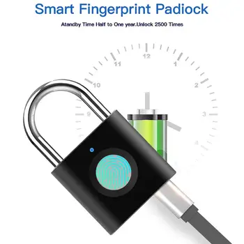 Smart Biometric Fingerprint Padlock Keyless Drawer Lock Fingerprint Unlock File Cabinet Anti-theft Lock Suitcases Lock