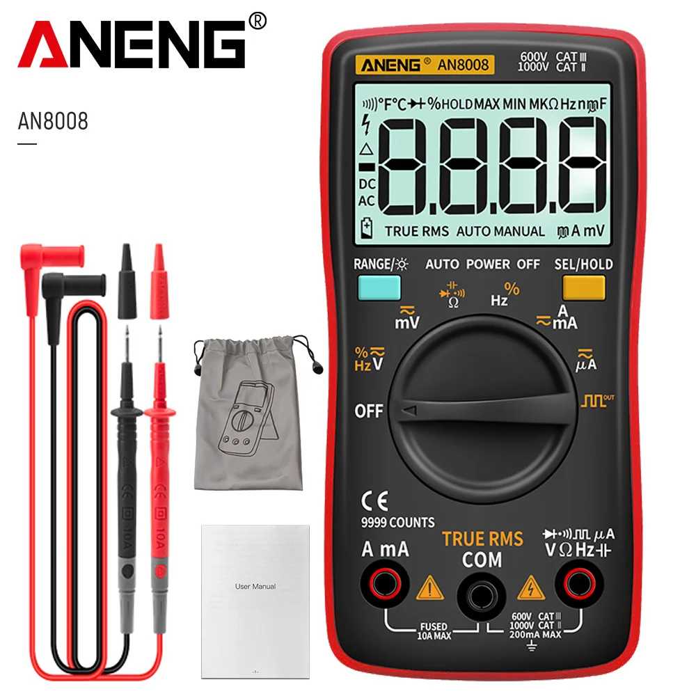 ANENG AN8008 Digital Multimeter 9999 Counts Transistor True RMS Tester rm409b Auto Electrical Testers Voltage capacitor Meters
ANENG AN8008 Digital Multimeter 9999 Counts Transistor True RMS Tester rm409b Auto Electrical Testers Voltage capacitor Meters