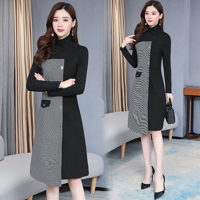 M-3XL Knit Patchwork High Waist Boss Knee-Length Dress 2020 Spring Long Sleeve Dress Elegant Fashion Natural Party Vestidos
M-3XL Knit Patchwork High Waist Boss Knee-Length Dress 2020 Spring Long Sleeve Dress Elegant Fashion Natural Party Vestidos
