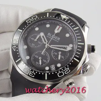 41mm Quartz Mens Watch Sapphire BLIGER Chronograph Date Black dial Rubber Strap
41mm Quartz Mens Watch Sapphire BLIGER Chronograph Date Black dial Rubber Strap