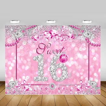 Sweet 16 Birthday Party Backdrop Photography Pink Girl Red Gem Sixteen Birthday Background Decoration Props Princess Photocall 
Sweet 16 Birthday Party Backdrop Photography Pink Girl Red Gem Sixteen Birthday Background Decoration Props Princess Photocall