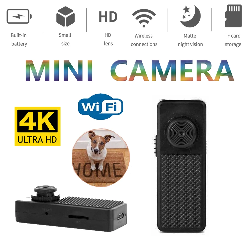 HD 4K Mini Camera Wireless WIFI Portable Smart Micro Cam Night Vision Motion Detect Camcorder Remote Monitoring Button ip | Электроника