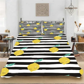 Simple Stripe Lemon Fruit KIng-Full Size Bedding set Bedclothes Include Duvet Cover Pillowcase Print Home Textile Bed Linens
Simple Stripe Lemon Fruit KIng-Full Size Bedding set Bedclothes Include Duvet Cover Pillowcase Print Home Textile Bed Linens