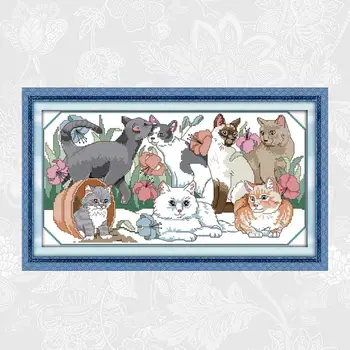 The Cats Party Cross Stitch Kits Animal Pattern Printed Aida Canvas 14CT 11CT Embroidery Needlework Chinese Cross-stitch Sets
The Cats Party Cross Stitch Kits Animal Pattern Printed Aida Canvas 14CT 11CT Embroidery Needlework Chinese Cross-stitch Sets