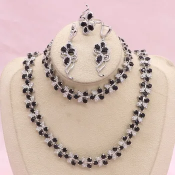Classic 925 Silver Jewelry Sets For Women Black Zircon Earrings Bracelet Pendant Necklace Ring Bridal Jewelry 
Classic 925 Silver Jewelry Sets For Women Black Zircon Earrings Bracelet Pendant Necklace Ring Bridal Jewelry
