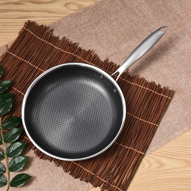 304 Stainless Steel pan Three-Layer Steel Compound Thickened Smokeless Non-Stick Frying pan Frying pan Household Fried Steak
304 Stainless Steel pan Three-Layer Steel Compound Thickened Smokeless Non-Stick Frying pan Frying pan Household Fried Steak