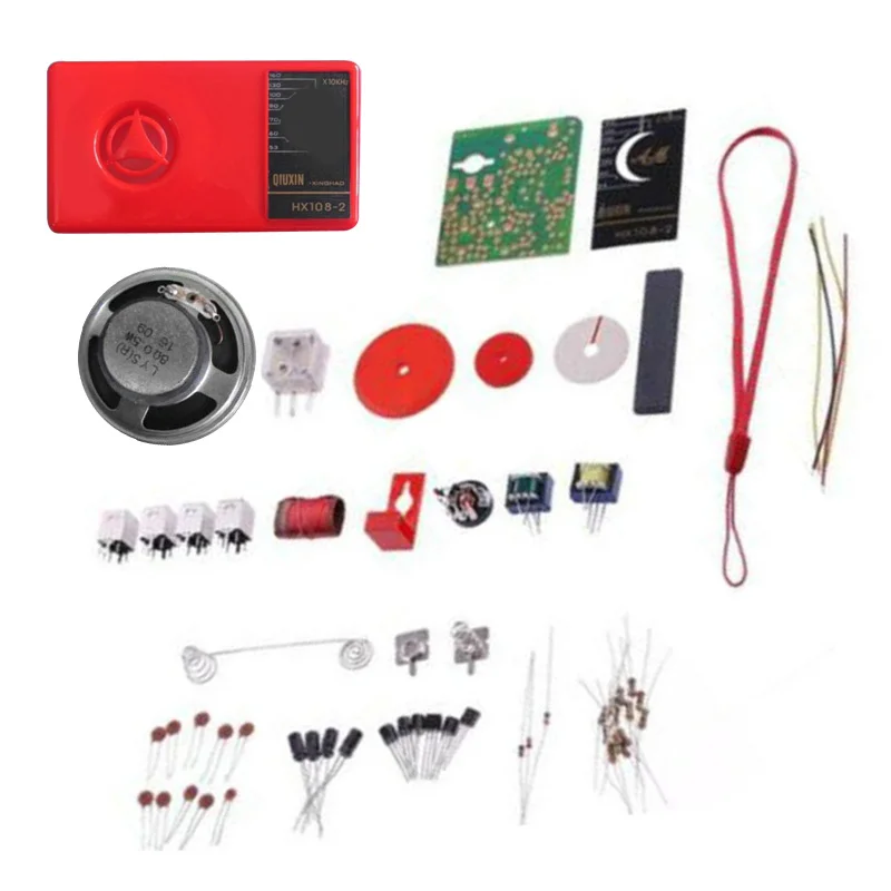 Set Radio Electronic Red Equipment Supplies Components Learning HX108-2