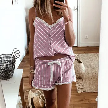 2pcs Womens Stripe Short Pajamas Set Sleeveless Camisole Shorts Set Plus Size Summer Nightwear Sleepwear
2pcs Womens Stripe Short Pajamas Set Sleeveless Camisole Shorts Set Plus Size Summer Nightwear Sleepwear