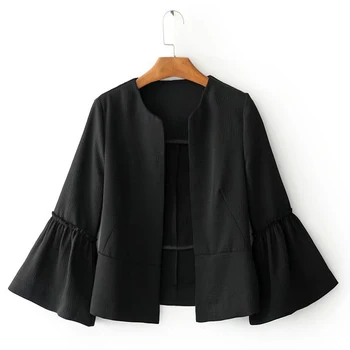 2018 women elegant solid jacket open stitch design flare sleeve coats black red ladies casual brand outerwear tops 
2018 women elegant solid jacket open stitch design flare sleeve coats black red ladies casual brand outerwear tops