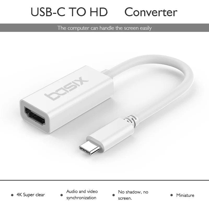 Basix 4K Тип C 3 1 к HDMI-совместимый папа женскому USB кабель адаптер для MacBook хром книга