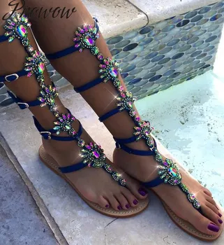 Prowow New Spring Summer Gladiator Narrow Band Knee HIgh Sandals Open Toe Crystal Floral Flats Sandals Shoes Women
Prowow New Spring Summer Gladiator Narrow Band Knee HIgh Sandals Open Toe Crystal Floral Flats Sandals Shoes Women