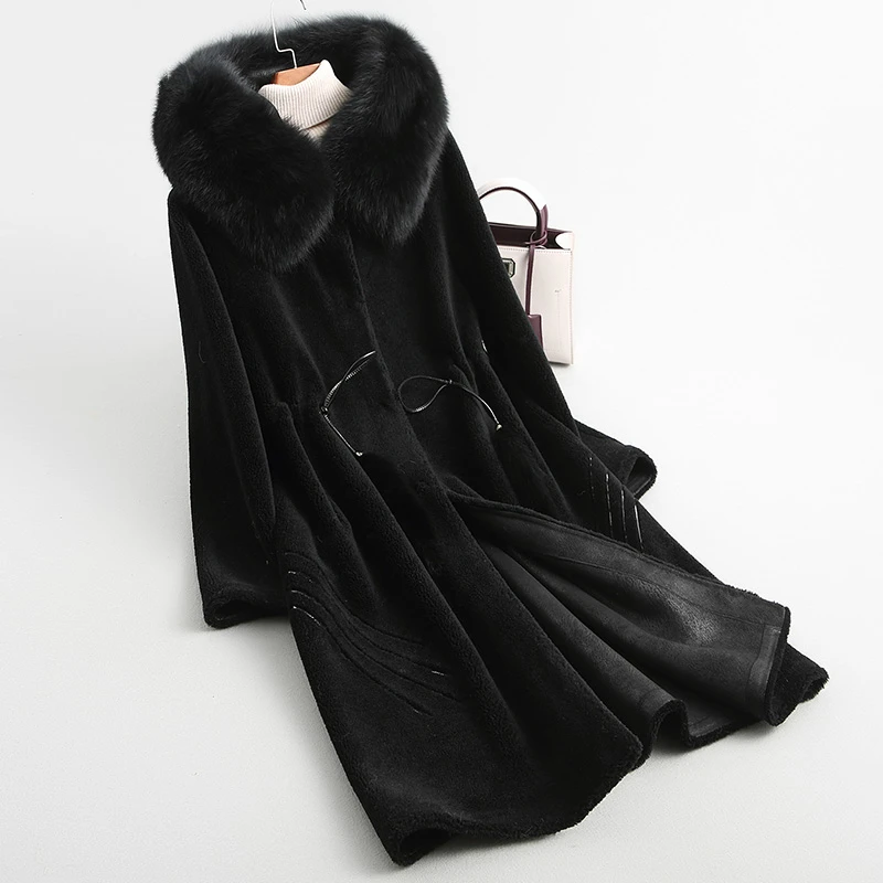 Fur Women 2020 Coat Sheep Shearling Jacket Real Wool Fur Coats Winter Jackets Natural Fox Fur Collar Hooded KQN18119 s s
Fur Women 2020 Coat Sheep Shearling Jacket Real Wool Fur Coats Winter Jackets Natural Fox Fur Collar Hooded KQN18119 s s