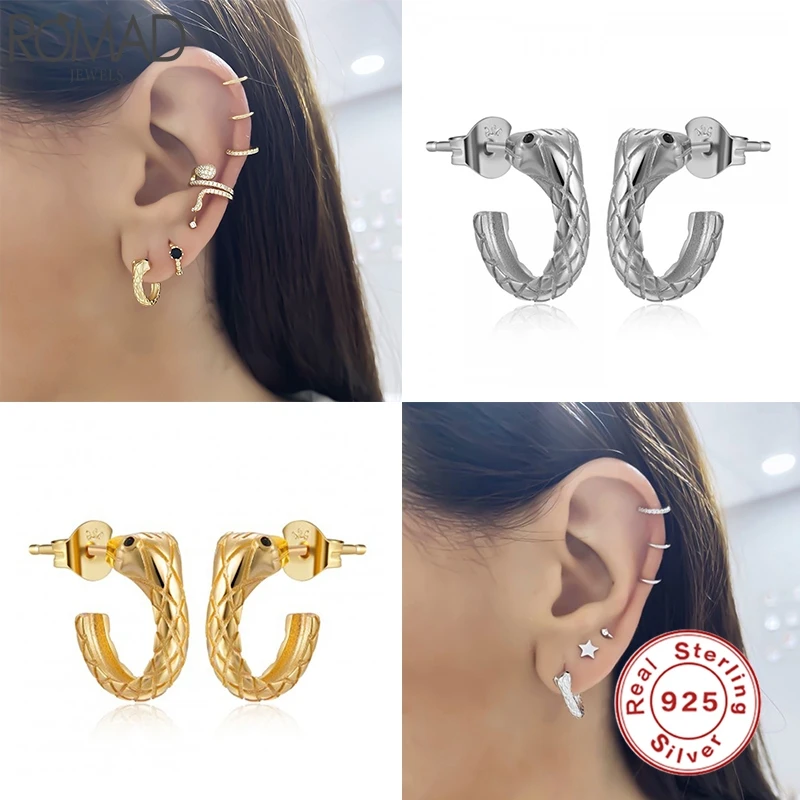 Romad Geometric 100% 925 Sterling Silver Stud Earring Snake Round CZ Gold Earring Ear Studs For Women Fine Jewelry pendientes W5
Romad Geometric 100% 925 Sterling Silver Stud Earring Snake Round CZ Gold Earring Ear Studs For Women Fine Jewelry pendientes W5