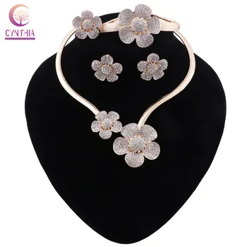 CYNTHIA Charm Dubai Fashion Jewelry Sets Charm Women Wedding Flower Necklace Bracelet Earrings Ring Nigeria Bridal Jewelry Set
CYNTHIA Charm Dubai Fashion Jewelry Sets Charm Women Wedding Flower Necklace Bracelet Earrings Ring Nigeria Bridal Jewelry Set