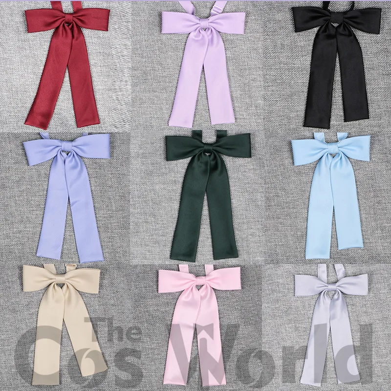 

12 Solid Colors Women's Girl's Ribbon Bowties Adjustable Bow Tie Cravat Accessories For JK School Uniform Students Cloths