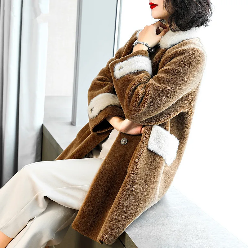 2020 Real Fur Coat Winter Coat Women Sheep Shearling Jacket Women Mink Fur Collar 300% Wool Coat Korean Jackets MY4458
2020 Real Fur Coat Winter Coat Women Sheep Shearling Jacket Women Mink Fur Collar 300% Wool Coat Korean Jackets MY4458