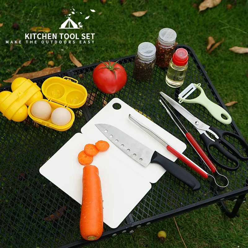 11 PCS Kitchen Tool Outdoor Picnic Chef Set Stainless Steel Scissor Spatula Storage Bag Egg Box Peeler
11 PCS Kitchen Tool Outdoor Picnic Chef Set Stainless Steel Scissor Spatula Storage Bag Egg Box Peeler