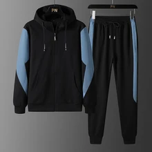 Spring and autumn sports suit hooded jacket with cotton large size running casual sportswear two-piece set
Spring and autumn sports suit hooded jacket with cotton large size running casual sportswear two-piece set
