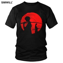 Стильная футболка с рисунком самурая шампло из аниме Мужская