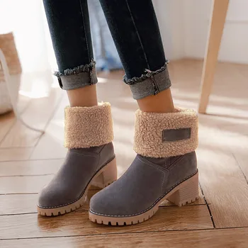 Fashion Block High Heel Winter Boots Female Flock Ladies Shoes Green Gray Black Ankle Womens Winter Snow Boots Plus Size
Fashion Block High Heel Winter Boots Female Flock Ladies Shoes Green Gray Black Ankle Womens Winter Snow Boots Plus Size