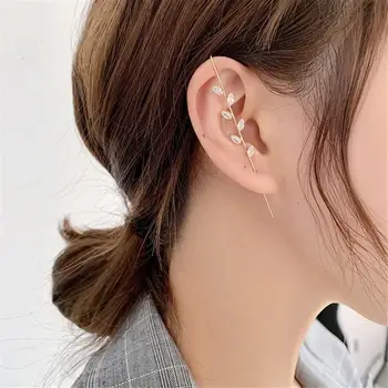 

New Ear Needle Wrap Crawler Hook Earrings Individual One Character Diagonal Line Encircling Auricle Earrings Women Bohemian