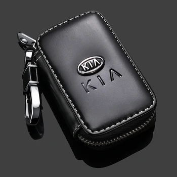 

For KIA k2 k3 k5 kx5Men Key Holder Housekeeper Leather Car Key Wallets Keys Organizer Women Keychain Covers Zipper Key Case Bag