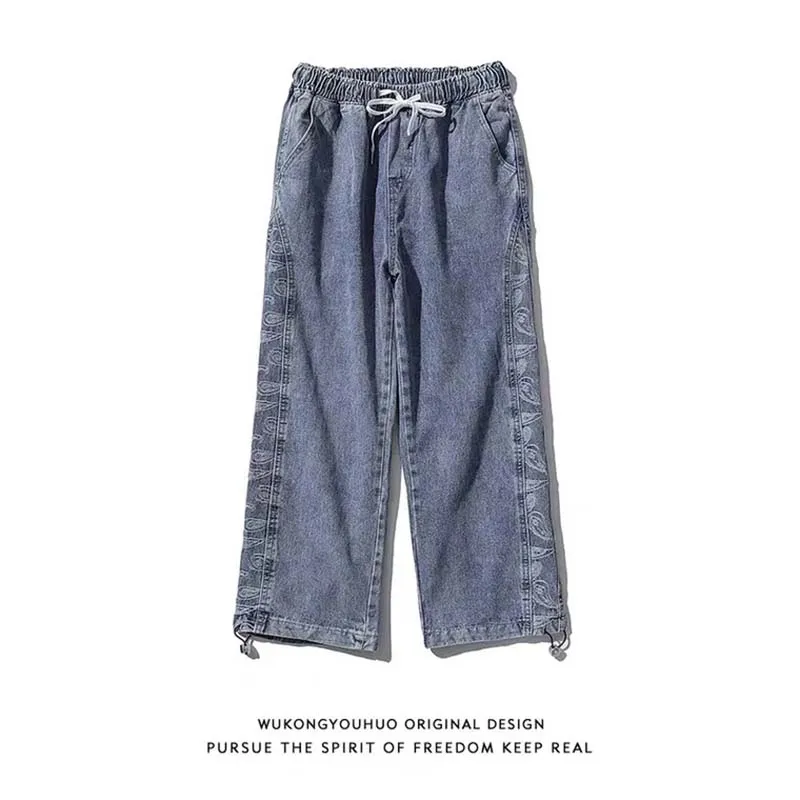 Jeans Men Vintage Printd Straight Denim Pants Streetwear Autumn Korean Loose Drawstring Patchwork Casual Trousers Male Clothing
Jeans Men Vintage Printd Straight Denim Pants Streetwear Autumn Korean Loose Drawstring Patchwork Casual Trousers Male Clothing
