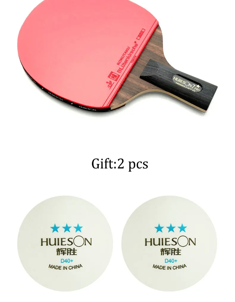 Huieson Table Tennis Racket Set 7 Star Professional Game Ping Pong Paddle Ebony Wood Long Handle Short Handle with Case 2 Ball (4)