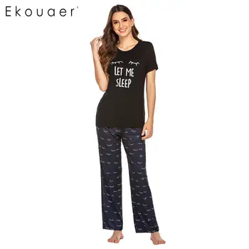 Ekouaer Women Pajamas Set Homewear O-Neck Short Sleeve Prints Tops Long Pants Cute Pajama Ladies Sleepwear Lounge Suit
Ekouaer Women Pajamas Set Homewear O-Neck Short Sleeve Prints Tops Long Pants Cute Pajama Ladies Sleepwear Lounge Suit
