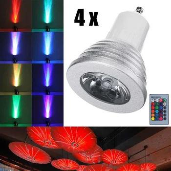 4PCS LED RGB Bulbs GU10 3W Dimmable 16 Colors Changing RGB Spotlights+Remote Control LED Bulb Auto-change Color Home Room Decor
4PCS LED RGB Bulbs GU10 3W Dimmable 16 Colors Changing RGB Spotlights+Remote Control LED Bulb Auto-change Color Home Room Decor