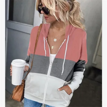 Fashion Color Stitching Women Coats New Zip Up Long Sleeves Hooded Casual Outwear Female Spring Autumn Jackets with Pocket Femme
Fashion Color Stitching Women Coats New Zip Up Long Sleeves Hooded Casual Outwear Female Spring Autumn Jackets with Pocket Femme