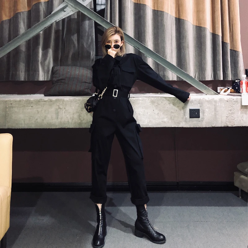Streetwear Sashes Rompers Women Long Sleeve Jumpsuit Combinaison Femme Autumn Ladies Casual Pockets Cargo Overalls
Streetwear Sashes Rompers Women Long Sleeve Jumpsuit Combinaison Femme Autumn Ladies Casual Pockets Cargo Overalls
