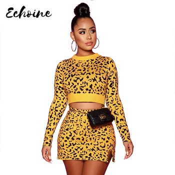 Leopard Print knitting Two Piece Set Women Casual Long Sleeve T-Shirt Crop Top+Pencil High Waist Skirt Bodycon Women Suits
Leopard Print knitting Two Piece Set Women Casual Long Sleeve T-Shirt Crop Top+Pencil High Waist Skirt Bodycon Women Suits