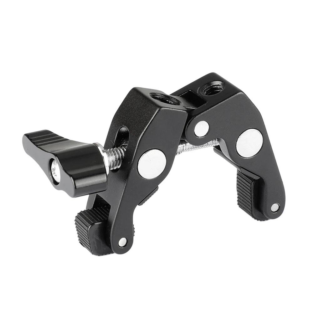 HDRIG Super Crab Clamp Pipe Clip with 1/4"-20 3/8"-16 Mounting Rod Clamp (Black T-handle) for Pipe Table Camera Cage Aluminum
HDRIG Super Crab Clamp Pipe Clip with 1/4"-20 3/8"-16 Mounting Rod Clamp (Black T-handle) for Pipe Table Camera Cage Aluminum