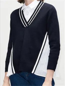New Side Split Zipper Women Knit Sweater Ladies Long Sleeve Pleated Patchwork Pullover Top Female Autumn Winter V-neck Knitwear
New Side Split Zipper Women Knit Sweater Ladies Long Sleeve Pleated Patchwork Pullover Top Female Autumn Winter V-neck Knitwear