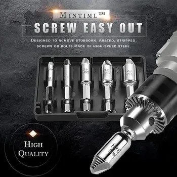 5Pc Screw Easy Out Broken Bolt Remover Tool Damaged Screw Extractor Speed Out Drill Bits Set screwdriver bit set Screw Extractor
5Pc Screw Easy Out Broken Bolt Remover Tool Damaged Screw Extractor Speed Out Drill Bits Set screwdriver bit set Screw Extractor