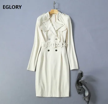 High Quality New 2019 Autumn Trench Style Dress Women Double Breasted Long Sleeve Bodyon Sheath Dress Ladies Casual Work Dress
High Quality New 2019 Autumn Trench Style Dress Women Double Breasted Long Sleeve Bodyon Sheath Dress Ladies Casual Work Dress