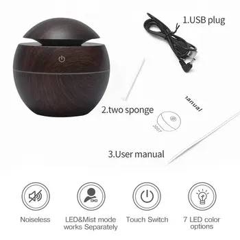 Electric Humidifier Essential Aroma Oil Diffuser Ultrasonic Wood Grain Air Humidifier USB Mini Mist Maker LED Light For Home
Electric Humidifier Essential Aroma Oil Diffuser Ultrasonic Wood Grain Air Humidifier USB Mini Mist Maker LED Light For Home