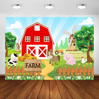 Cartoon Farm Animals Theme Backdrop Rural Red Barn Baby Kids Birthday Photography Background Decoration Banner Party Supplies
Cartoon Farm Animals Theme Backdrop Rural Red Barn Baby Kids Birthday Photography Background Decoration Banner Party Supplies