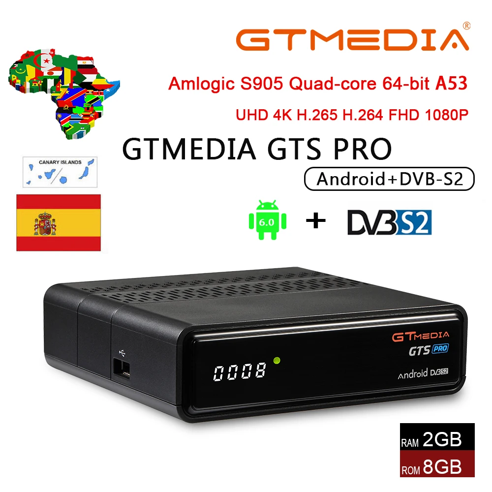 GTMEDIA GTS PRO Satellite Receiver Android 6.0 Smart TV BOX S905D 2G 8G Set Top Box 4K 3D H.265 Wifi media player TV Receiver
GTMEDIA GTS PRO Satellite Receiver Android 6.0 Smart TV BOX S905D 2G 8G Set Top Box 4K 3D H.265 Wifi media player TV Receiver
