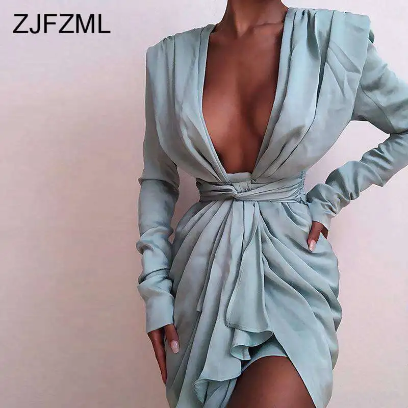 Sexy Deep V Neck Pleated Dresses 2019 Long Sleeve Solid Sashes Mini Bodycon Dresses Women High Waist Party Night Club Wrap Dress
Sexy Deep V Neck Pleated Dresses 2019 Long Sleeve Solid Sashes Mini Bodycon Dresses Women High Waist Party Night Club Wrap Dress