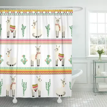 Llama with Lama and Cactus Strips Aztec Pattern on White Alpaca Baby Shower Curtain Waterproof Polyester Fabric 72 x 72 inches
Llama with Lama and Cactus Strips Aztec Pattern on White Alpaca Baby Shower Curtain Waterproof Polyester Fabric 72 x 72 inches