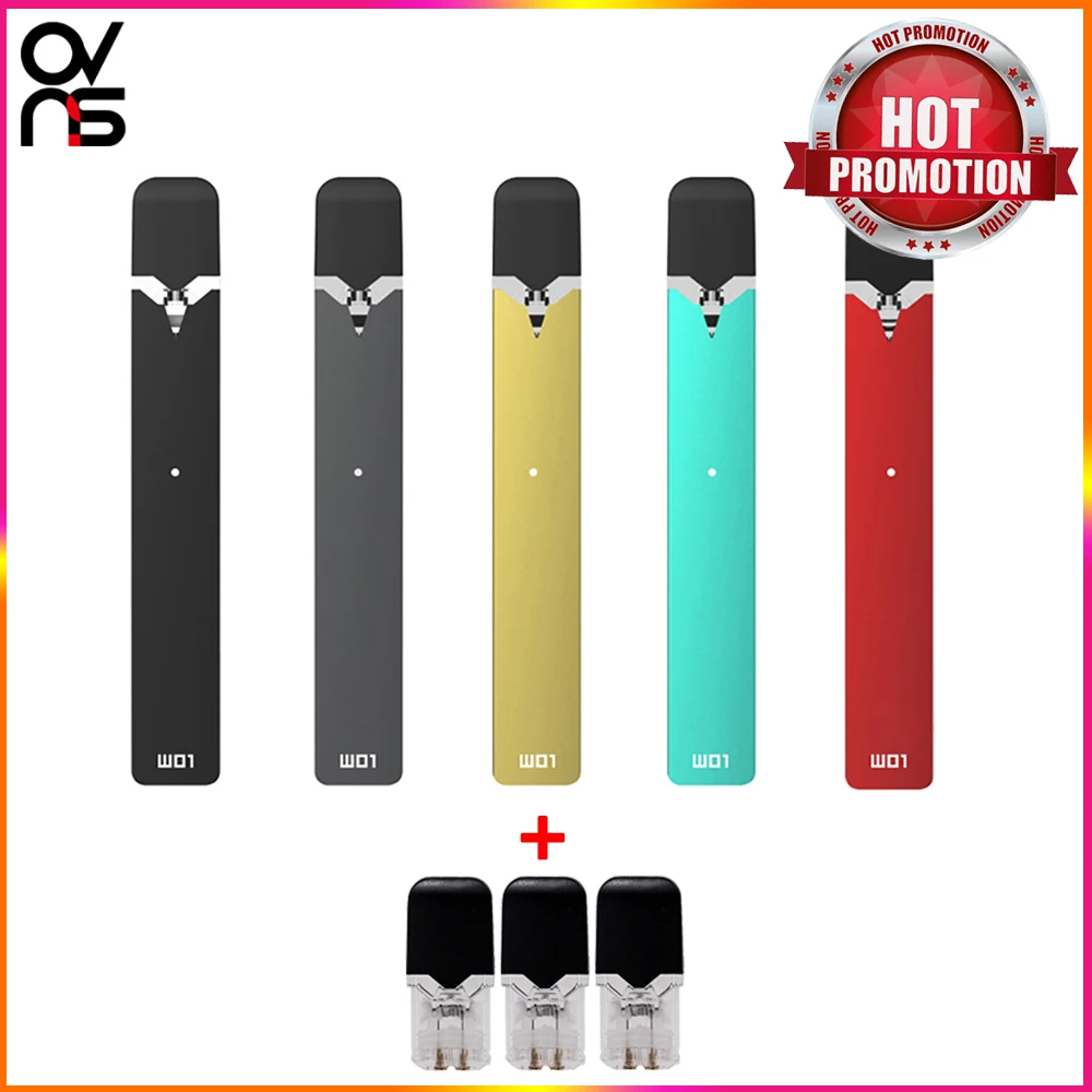 

Hot Selling Original OVNS W01 Pod Vape Kit With 3pcs 0.7ml Pod Cartridge Vape Pen 280mAh Battery E Cigarette Kit Pod For JUUL
