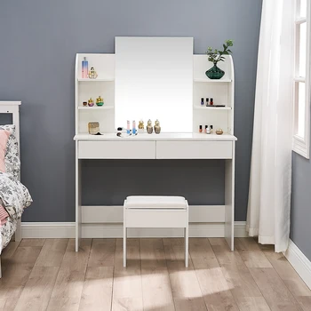 Panana 2 Drawers Dressing Table with stool and Display 4 shelves for Ample Storage Cosmetic Table white
Panana 2 Drawers Dressing Table with stool and Display 4 shelves for Ample Storage Cosmetic Table white