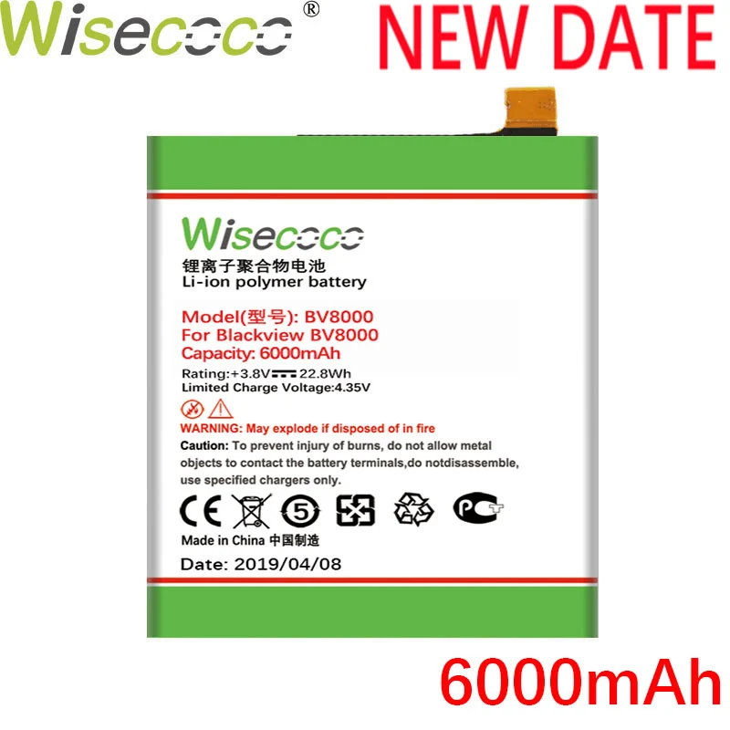 Wisecoco BV8000 2PCS 6000mAh New Produce Battery For Blackview BV8000 BV 8000 Pro V636468P High quality Battery+Tracking Number
Wisecoco BV8000 2PCS 6000mAh New Produce Battery For Blackview BV8000 BV 8000 Pro V636468P High quality Battery+Tracking Number