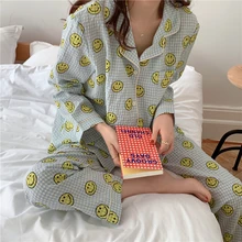 cute kawaii pajama set smil face plaid sleepwear long sleeve trousers home service cotton spring home clothes pyjamas suit D027
cute kawaii pajama set smil face plaid sleepwear long sleeve trousers home service cotton spring home clothes pyjamas suit D027