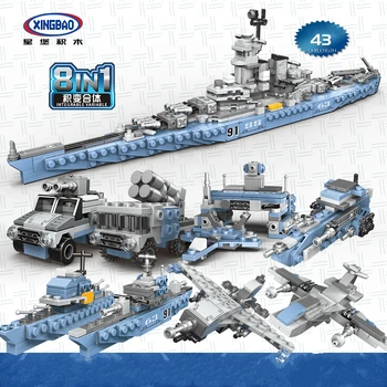 838pcs 8in1 Military Missouri Battleship Building Blocks Model Compatible WW2 Military Bricks Toys for Children
838pcs 8in1 Military Missouri Battleship Building Blocks Model Compatible WW2 Military Bricks Toys for Children