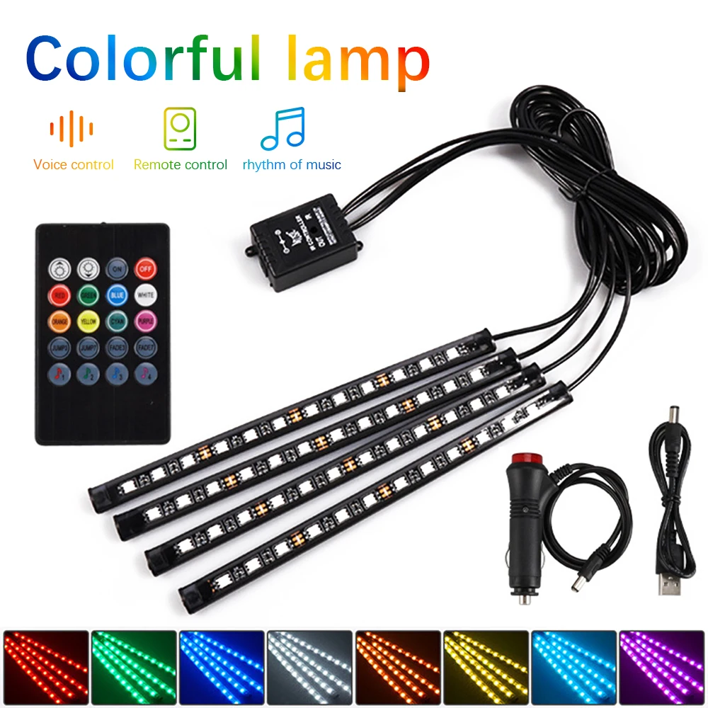 Car Atmosphere Light LED Lighting Remote/Voice Control LED Car Foot Light Music Control Automotive Decorative Lights Hot
Car Atmosphere Light LED Lighting Remote/Voice Control LED Car Foot Light Music Control Automotive Decorative Lights Hot